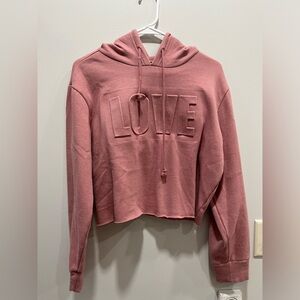 Dark Pink Love Cropped Hoodie